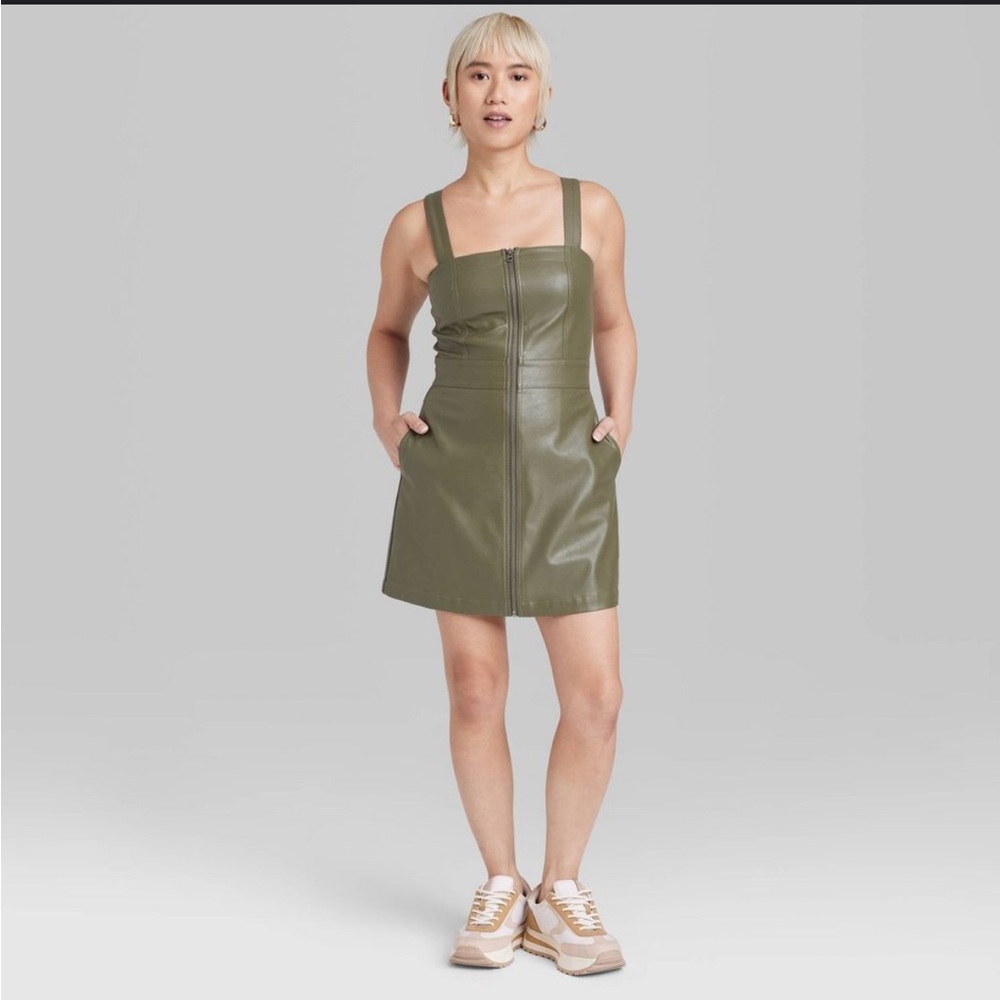 Wild Fable olive pleather mini dress